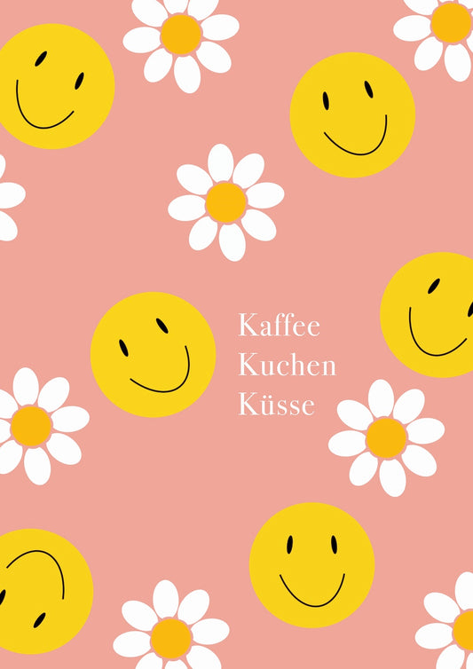 Postkarte Kaffee, Kuchen, Küsse